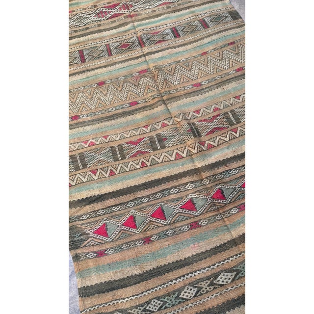 1980s Moroccan Vintage Kilim Zayan Rug - 11.2 X 5.48 Ft For Sale - Image 4 of 10
