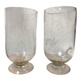 American Blown Glass Hurricane Lamps- A Pair For Sale