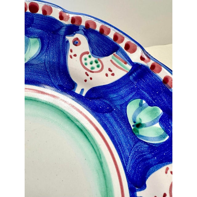 Royal Blue Solimene Vietri Sul Mane Italy Blu Chicken Ceramic Vintage Plate, Platter For Sale - Image 8 of 10
