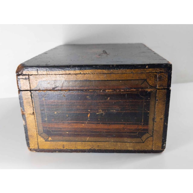 Wood 19th Century American Folk Art Grain Painted Document Box With Decoration For Sale - Image 7 of 18