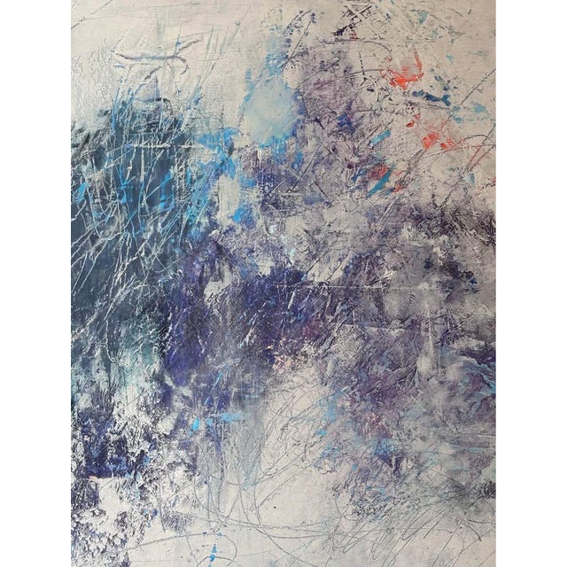 Abstract Joan Jardine Original Abstract Oil Painting - 30" X 30" Textural Blue & Blush Contemporary Statement Canvas For Sale - Image 3 of 5