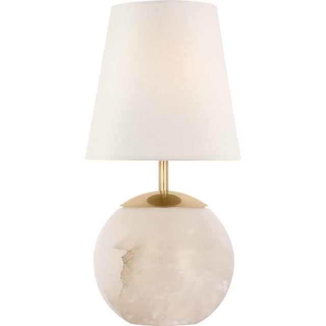 Modern Thomas O'Brien by Visual Comfort Signature Terri 12" Cordless Accent Lamp in Alabaster with Linen Shade For Sale - Image 3 of 3