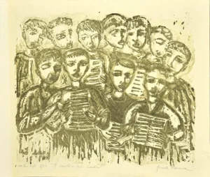 Cantico's Singers - Original Lithograph by Gina Roma - 1970s 1970s