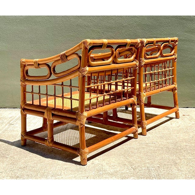 Vintage Loop Rattan Lounge Chairs - A Pair For Sale - Image 11 of 17