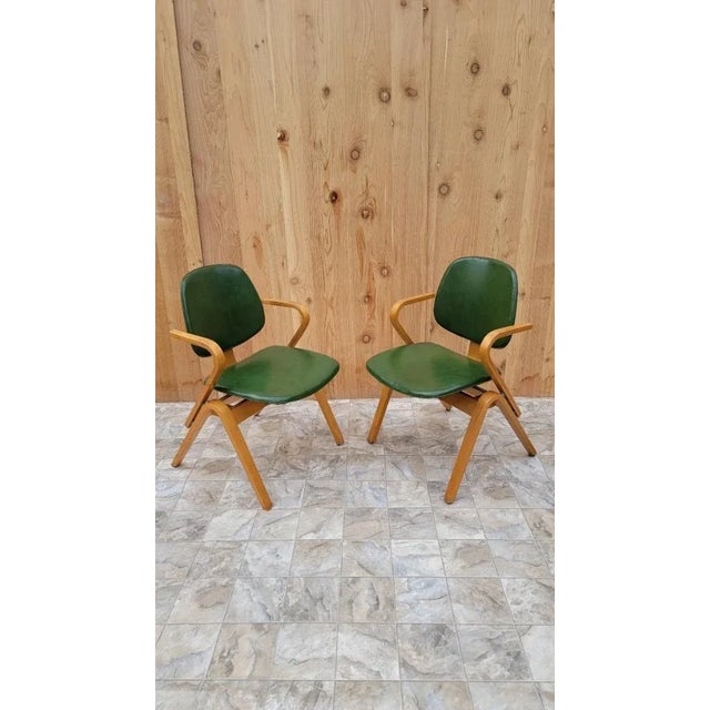 Mid-Century Modern Mid Century Modern Plywood Dining Chairs by Joe Atkinson for Thonet - Set of 4 For Sale - Image 3 of 9