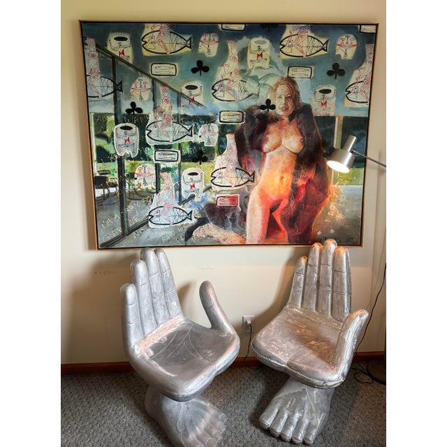 Measuring an impressive 48” x 60”, this commanding 2007 original oil on canvas titled “Furmaid” by Chicago artist Walter...