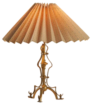 Art Nouveau Table Lamp in Patinated Brass with Plissé Shade, 1930s