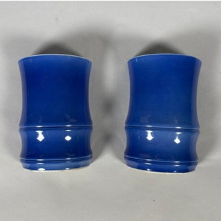 Pair of monochrome blue porcelain wall vases - China, Qing Dynasty, 19th century For Sale