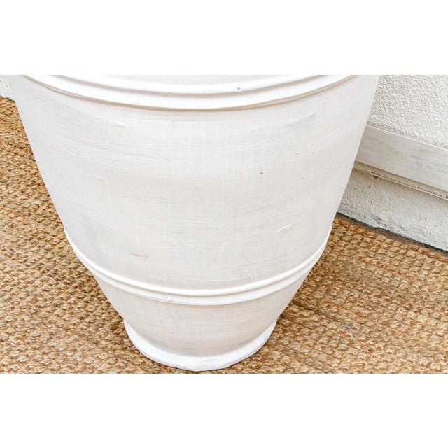 Ceramic Tall Mediterranean Style White Terracotta Planter For Sale - Image 7 of 9