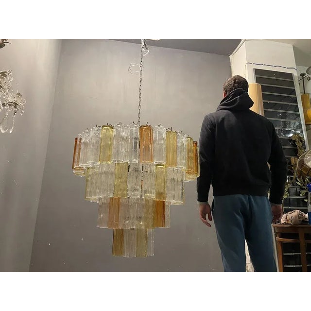 1970s Large Multicolored Murano Glass Tube Tronchi Chandelier, 1970s For Sale - Image 5 of 9