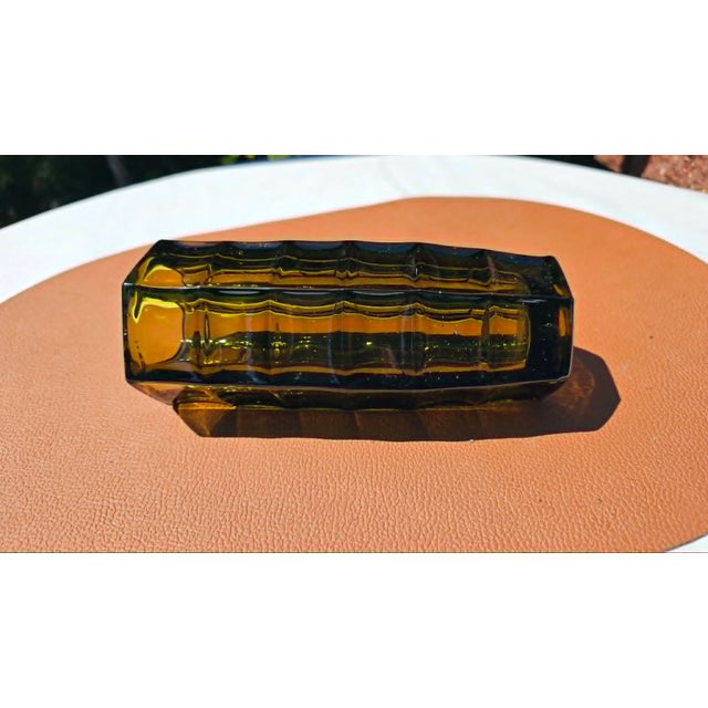 Hexagonal Olive Vase by Kupczyk Ząbkowice, 1970s For Sale - Image 4 of 6
