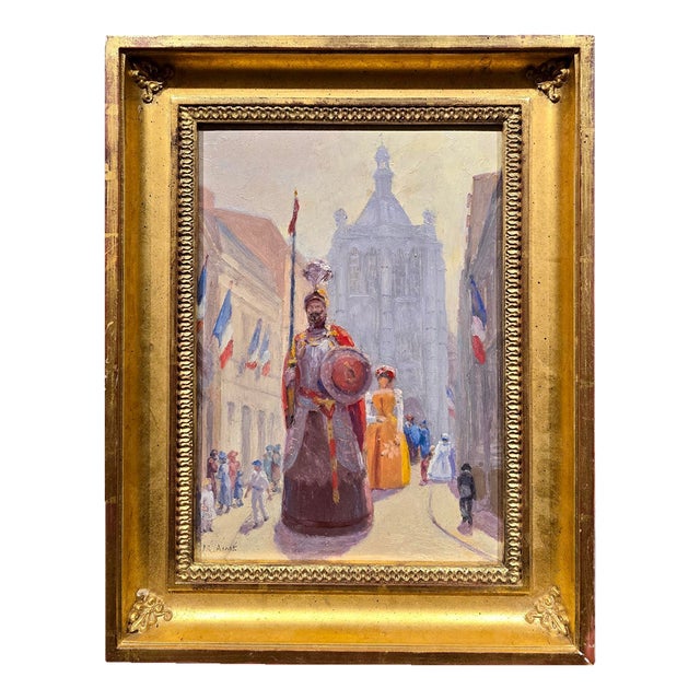 Madaleine Aimé – French Impressionist Fêtes De Gayant Festival in Douai –Oil Painting For Sale