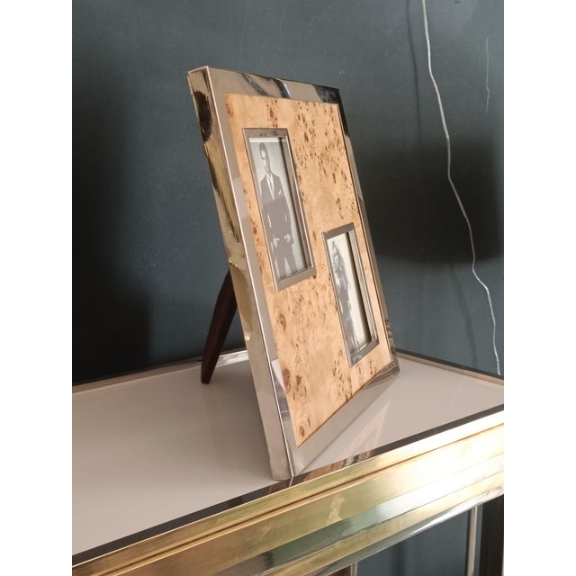 1970s Chrome-Plated Metal and Briarwood Multi-Photo Frame attributed to Felice Antonio Botta, Italy, 1970s For Sale - Image 5 of 11