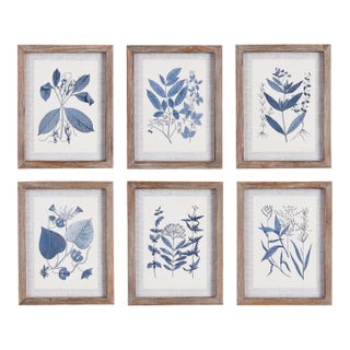 Blue Leaf Petite Prints, Set Of 6 For Sale