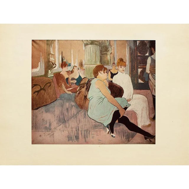 A lovely vintage full color print after oil painting "The Salon" by Toulouse-Lautrec. Comes from a rare First Limited...