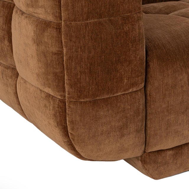 Milk Chocolate Velvet Tufted Sofa For Sale In Los Angeles - Image 6 of 7