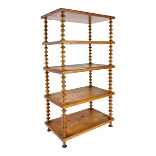 Antique Late 1800s Folk Art Handmade 5-Tier Wood Spool Shelf For Sale