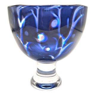 Abstract Graal Glass Footed Bowl by Gunnar Cyrén for Orrefors, 1977 For Sale