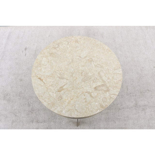 Vintage Mid-Century Modern Marble and Brass Finished Metal Tripod Side Table For Sale - Image 13 of 18