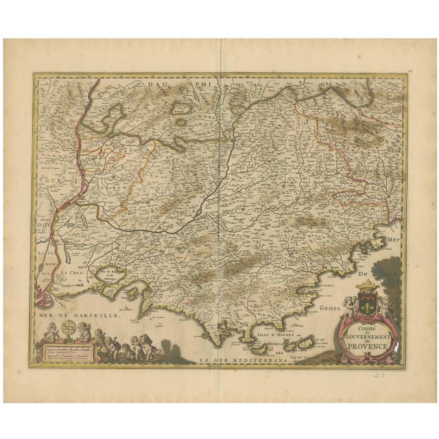 Map of the Provence in Southern France by De Wit, 1688 For Sale - Image 6 of 6