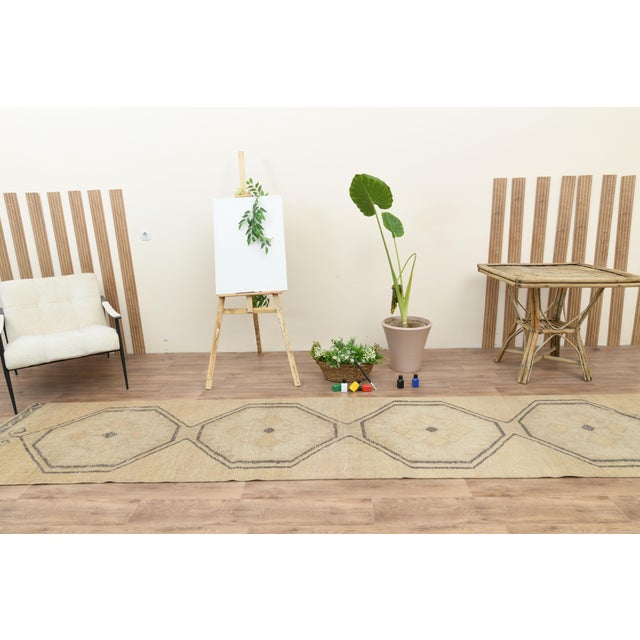 Orange Turkish Vintage Handmade Wool 1970s Runner Rug For Sale - Image 4 of 10