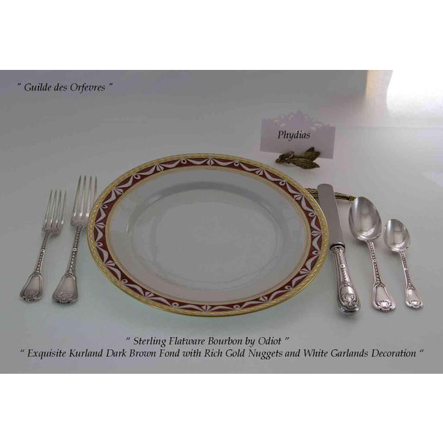 Vintage/New Sterling Silver 5-Piece Flatware Place-Setting, Bourbon Pattern by Odiot For Sale - Image 9 of 12