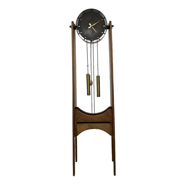 Large Oak Clock, 1950s For Sale