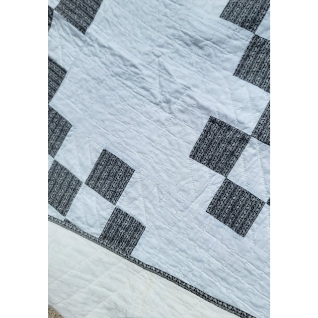 Folk Art 19thc Black and White Postage Stamp Quilt For Sale - Image 3 of 6