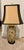 Gold Lotus Leaf Table Lamp With Flared Linen Shade For Sale - Image 4 of 5