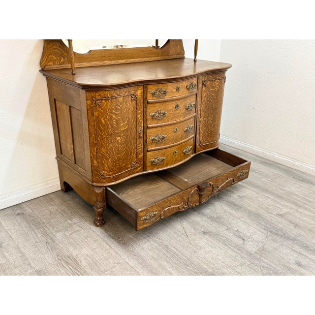 Vintage Quarter Saw Oak Sideboard For Sale - Image 12 of 12