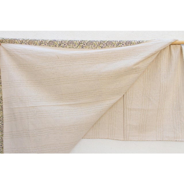 19th Century Oasis Bloom Indian Block Print Blanket For Sale - Image 5 of 6