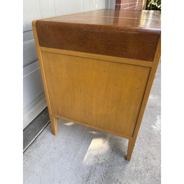 Brown Rare Edward Wormley Dunbar Leather Top Waterfall Desk Mid Century Modern For Sale - Image 8 of 16