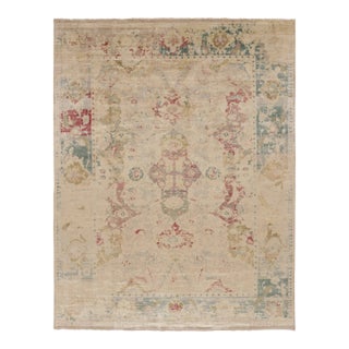 Modern Polonaise Style Natural Silk Rug With Floral Patterns, by Rug & Kilim, India For Sale