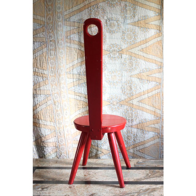 Wood Handmade Red "Keyhole Chair" in the Style of William Fetner For Sale - Image 7 of 9