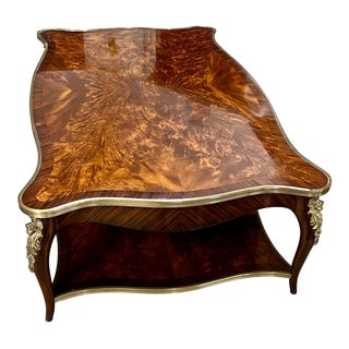 Theodore Alexander Althorp Crotch Mahogany and Carved Brass Cocktail Table For Sale