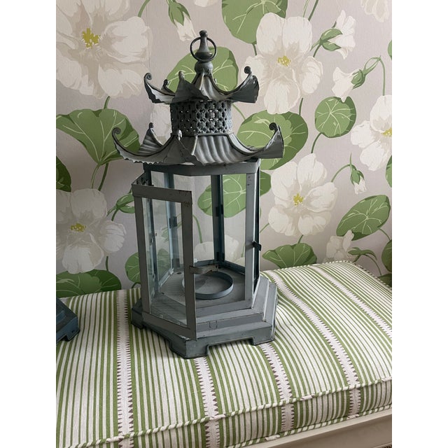 Pair Vintage Pagoda Candle Lanterns For Sale In New York - Image 6 of 12