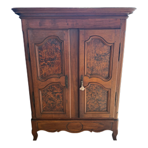 18th Century French Louis XV Solid Burl Walnut Period Chateau Armoires
