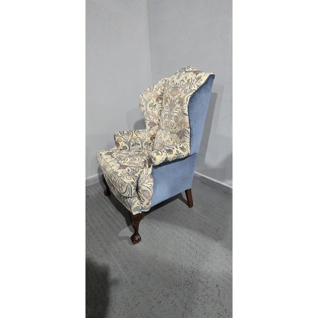 Large Mahogany Framed Wing Armchair For Sale - Image 6 of 13