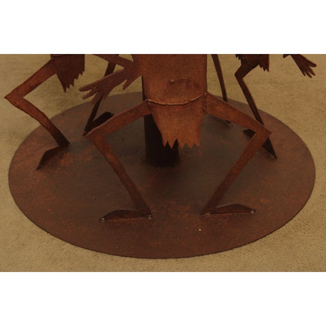 Brown Studio Crafted Rusted Steel Round Garden Table, Dancing Figures For Sale - Image 8 of 13