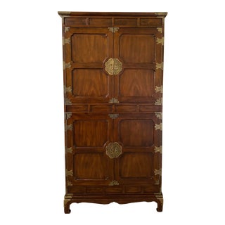 1970’s Henredon Campaign Style Tansu Armoire For Sale