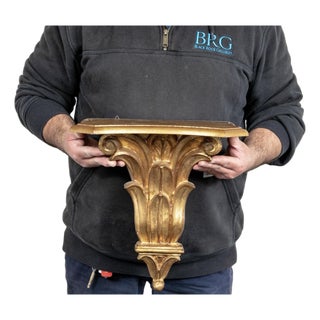 Vintage Italian Acanthus Leaf Gilt Wood Wall Shelf For Sale