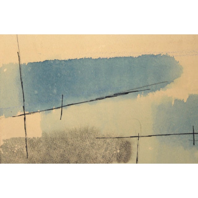 Mid Century Modern Farmhouse Landscape in Watercolor and Ink on Paper by Robin Gay McCline For Sale - Image 4 of 6