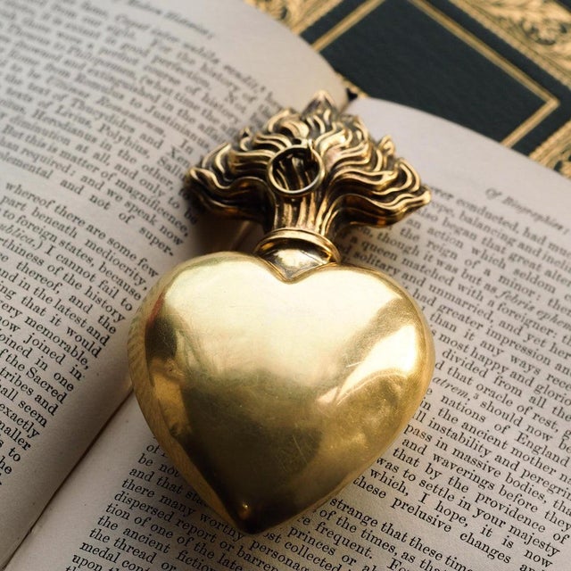 Ceramic Antique Silver Gilt Heart Perfume Bottle, 1800s For Sale - Image 7 of 18