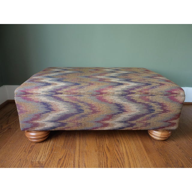 Wood Newly Upholstered Ottoman in Flamestitch For Sale - Image 7 of 7