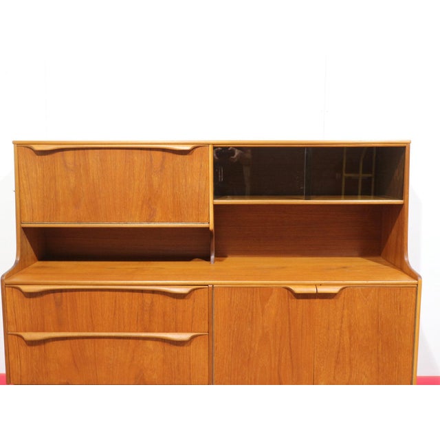 Wood Mid Century Modern Vintage Teak Highboard Credenza Sideboard by S Form Danish Style For Sale - Image 7 of 15