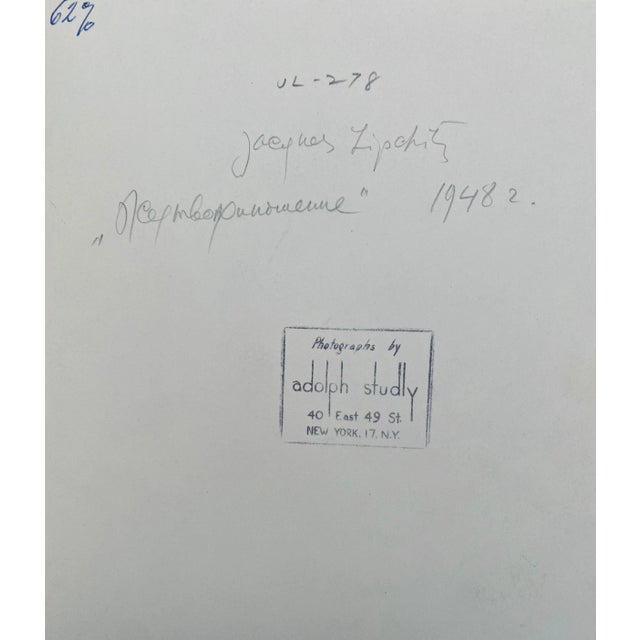 Adolph Studly, Vintage Silver Gelatin Photograph Jacques Lipchitz Bronze Sculpture Photo Signed, 1948 For Sale - Image 4 of 7