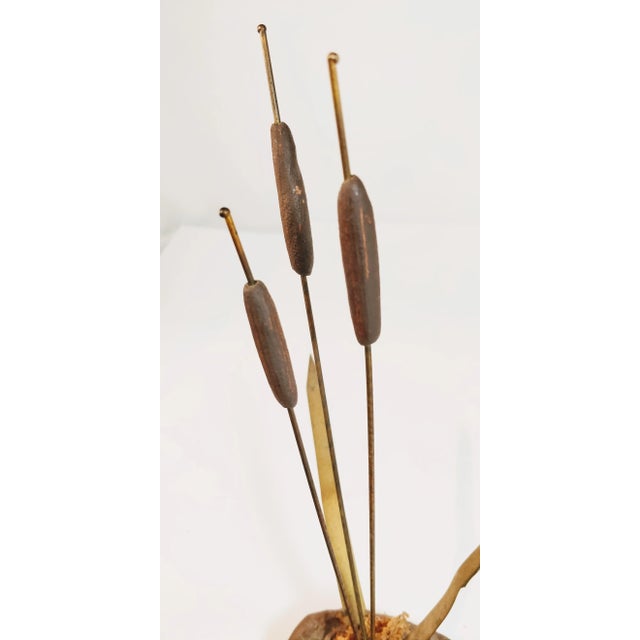 Mid 20th Century Vintage Brass Cattails Mid Century Rock Decor For Sale - Image 5 of 11