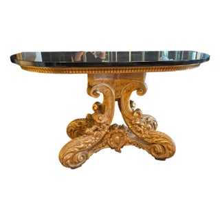 18c Style Quatrain for Dessin Fournir Giltwood Marble Top Console Table - 1 of 2 For Sale