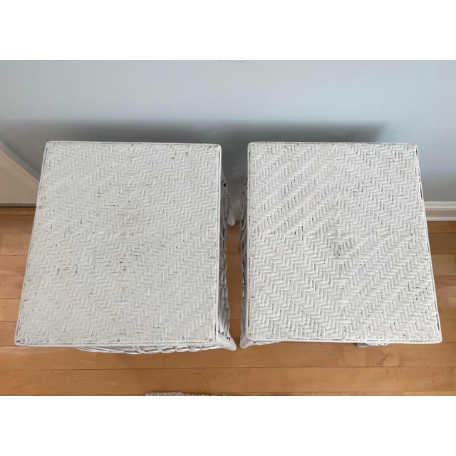 Pair of Vintage Fiddle Head Wicker Side Tables For Sale In New York - Image 6 of 11