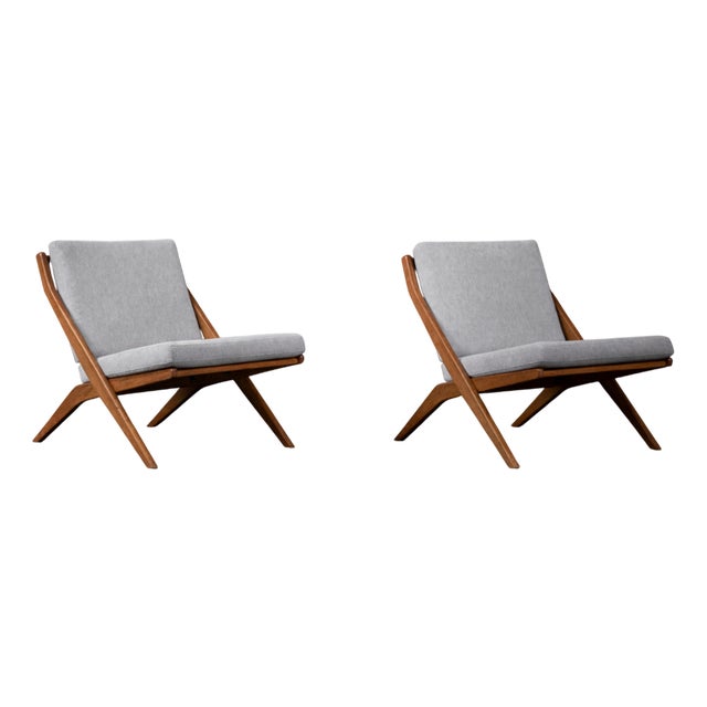 Mid-Century Swedish Scissor Chairs by Folke Ohlsson for Bodafors, 1960s, Set of 2 For Sale